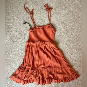 Tie shoulder ruffle dress